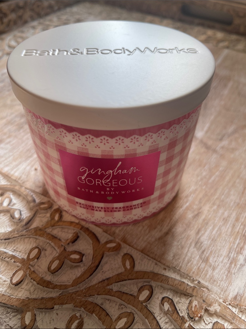 Bath & Body Works Gingham Gorgeous Candle - Pink & White
